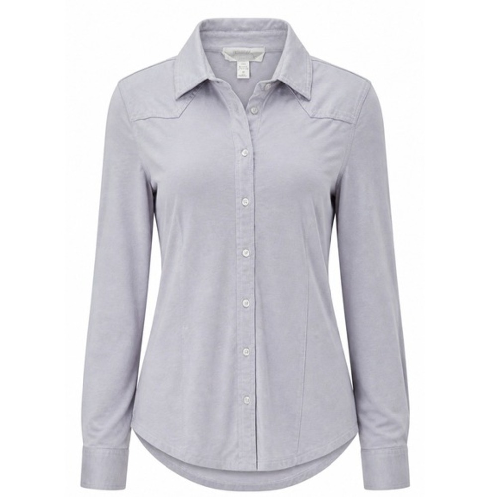 Kerisma Luxe Womens Grey Jersey Bamboo Cotton Blend Western Button Down Shirt M - Picture 1 of 8